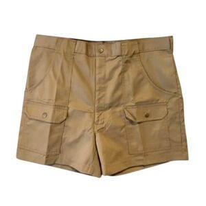 VTG WOOLRICH TAN CARGO SHORTS Snap Pockets 1090 Hiking Wrinkle-Free Canvas 40/36